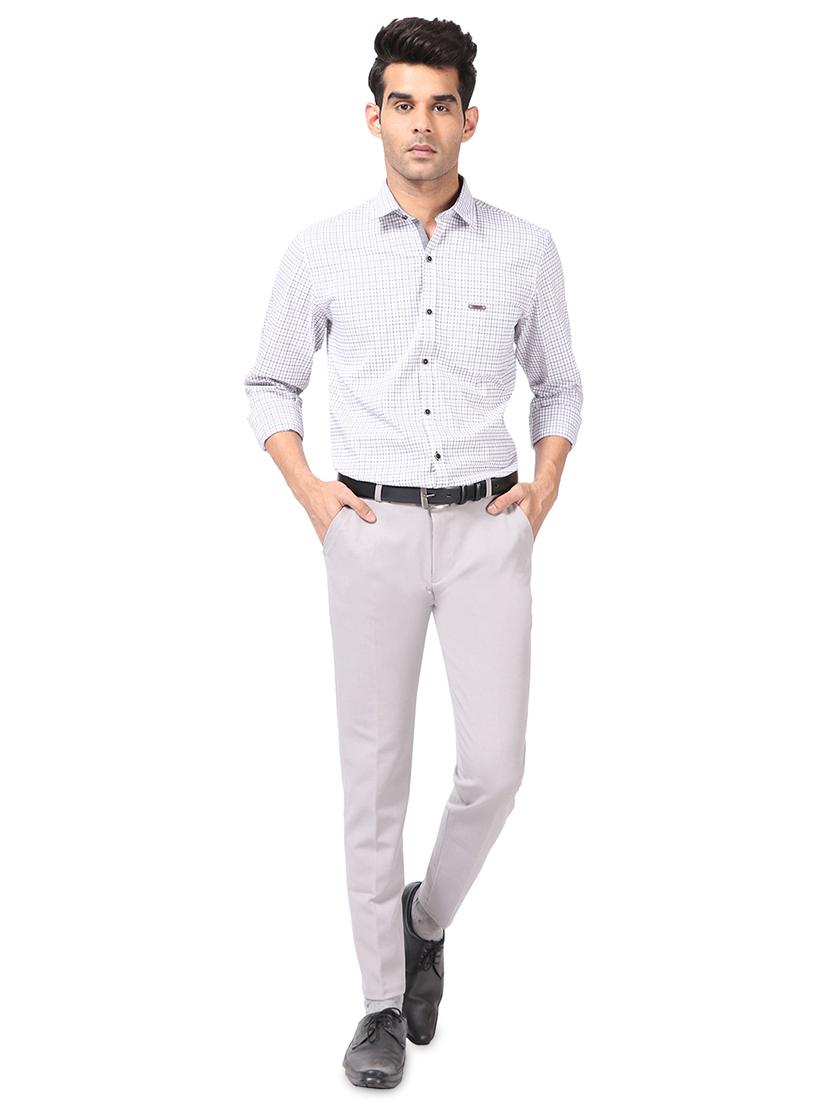 grey solid flat front formal trouser - 17617657 - Zoom Image - 4