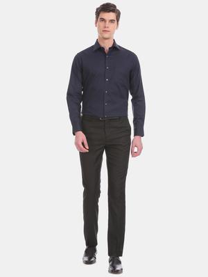 navy blue self design formal shirt - 17617720 - Standard Image - 4