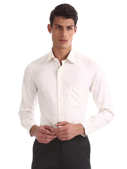 cream self design formal shirt - 17617723 - Standard Image - 1