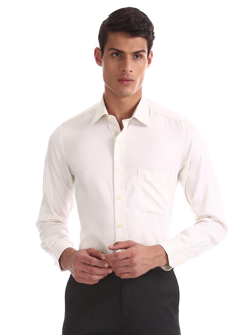 cream self design formal shirt - 17617723 - Zoom Image - 1