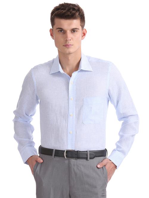 light blue checkered formal shirt - 17617727 - Standard Image - 1
