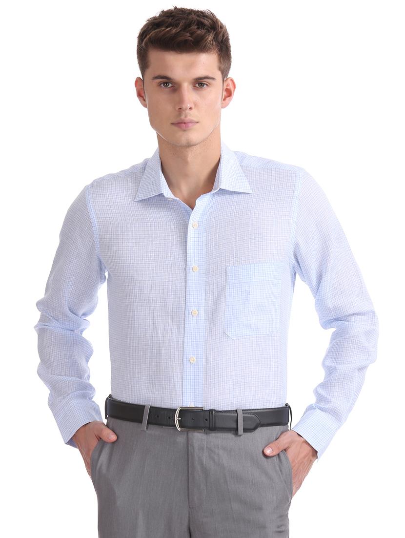 light blue checkered formal shirt - 17617727 - Zoom Image - 1