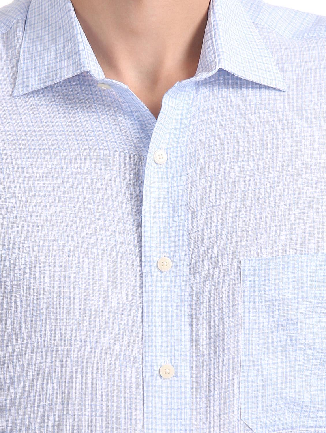 light blue checkered formal shirt - 17617727 - Zoom Image - 5