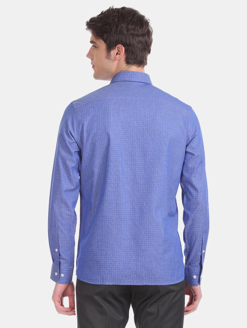 blue checkered formal shirt - 17617731 - Zoom Image - 3