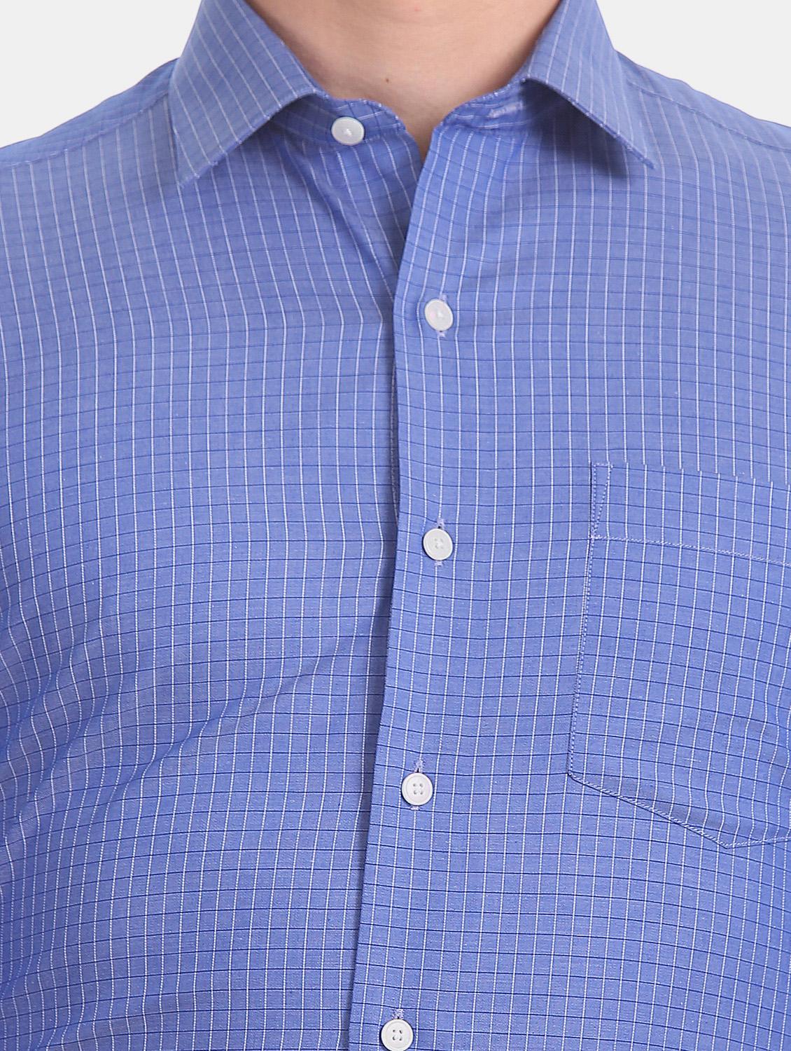 blue checkered formal shirt - 17617731 - Zoom Image - 5