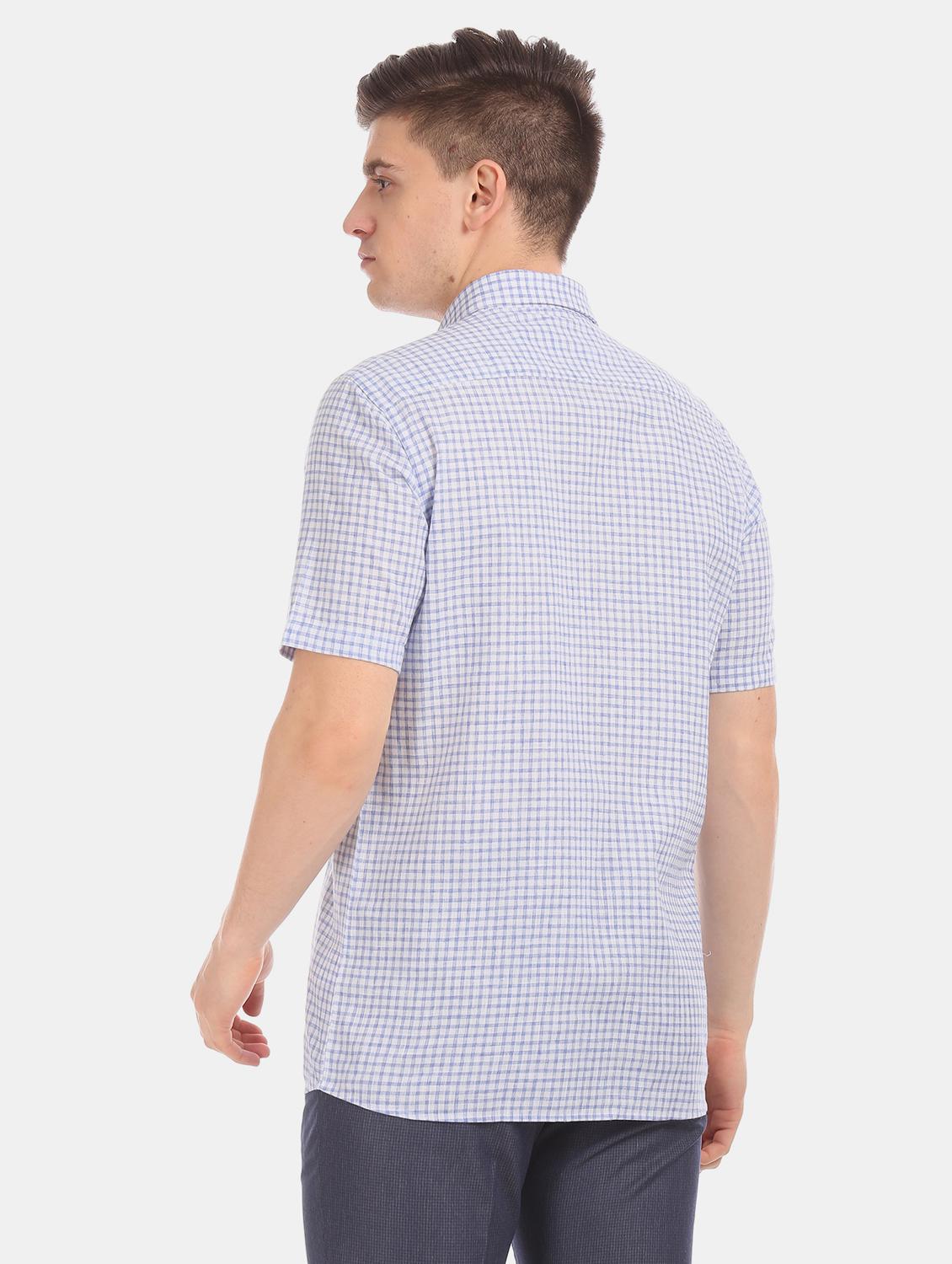 blue checkered formal shirt - 17617733 - Zoom Image - 3