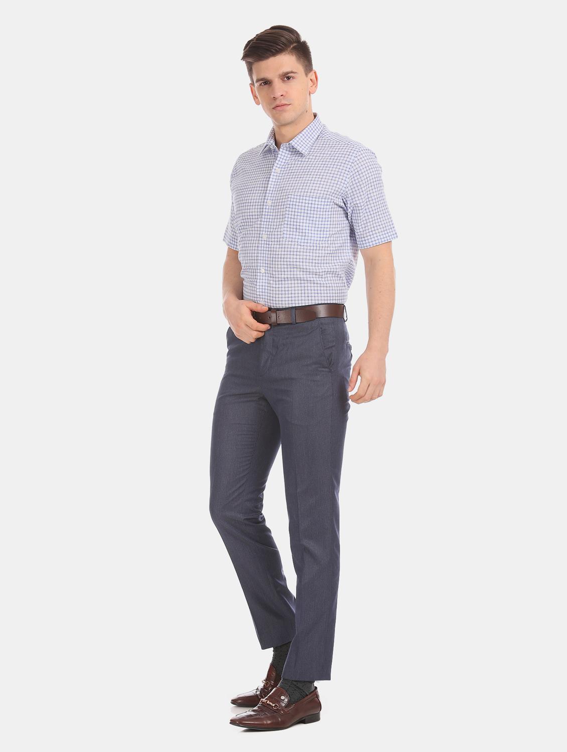 blue checkered formal shirt - 17617733 - Zoom Image - 4