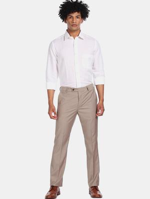 white solid linen formal shirt - 17617739 - Standard Image - 4