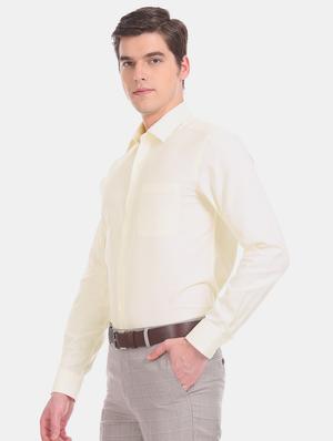 yellow self design formal shirt - 17617748 - Standard Image - 2