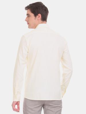 yellow self design formal shirt - 17617748 - Standard Image - 3