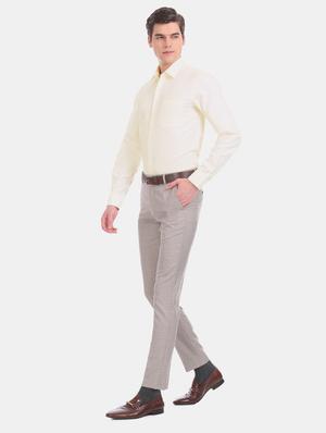 yellow self design formal shirt - 17617748 - Standard Image - 4