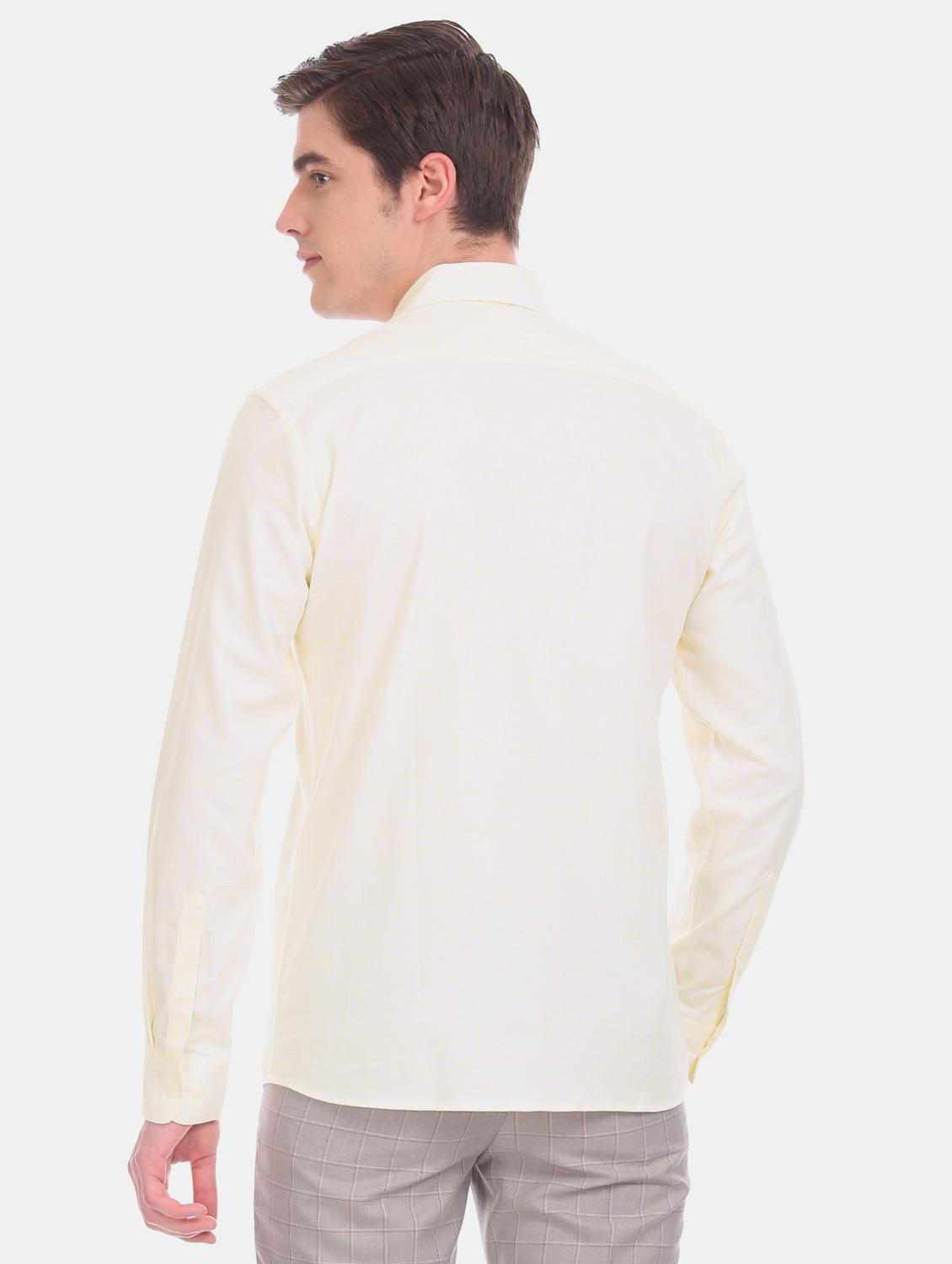 yellow self design formal shirt - 17617748 - Zoom Image - 3