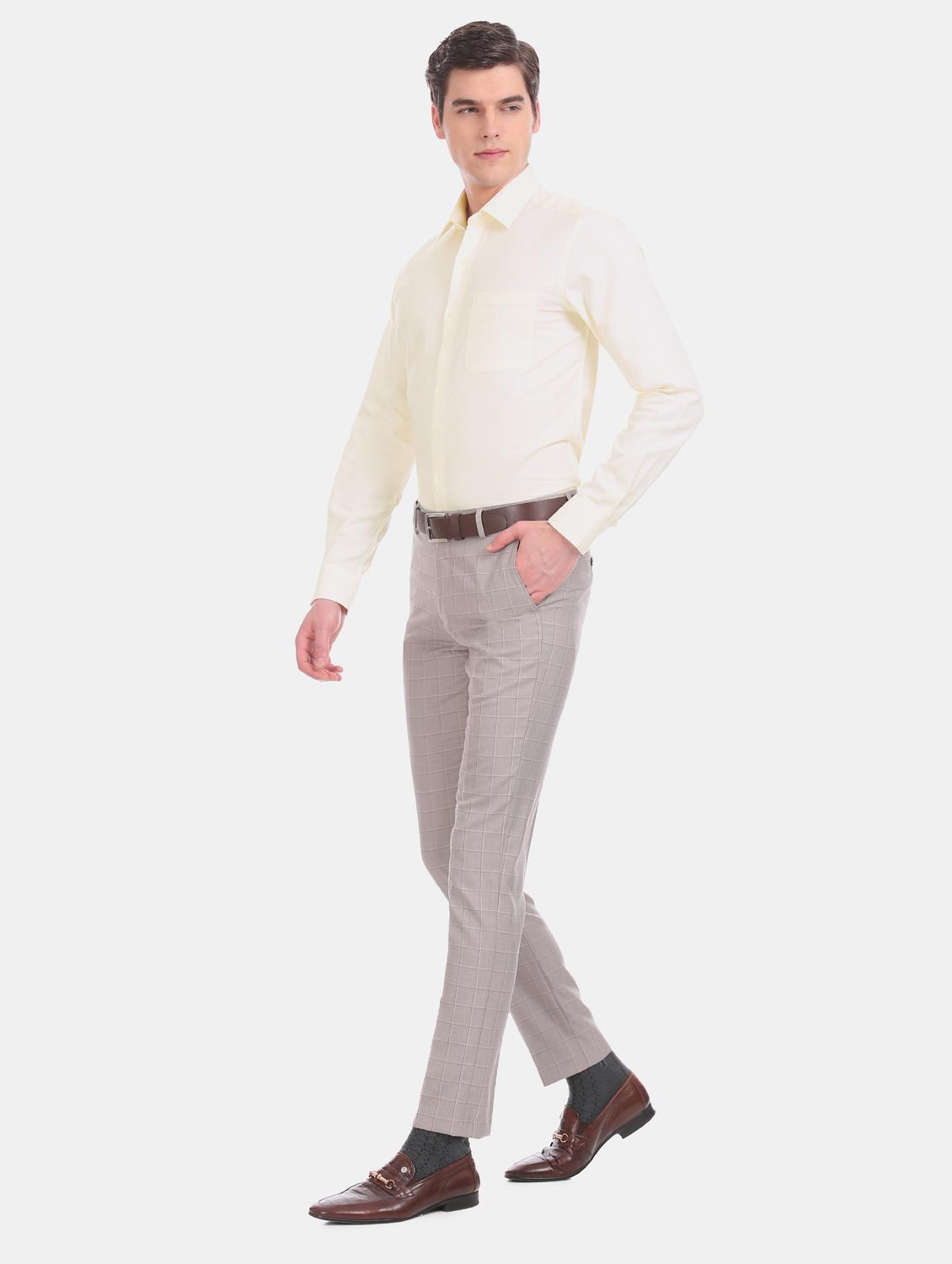 yellow self design formal shirt - 17617748 - Zoom Image - 4