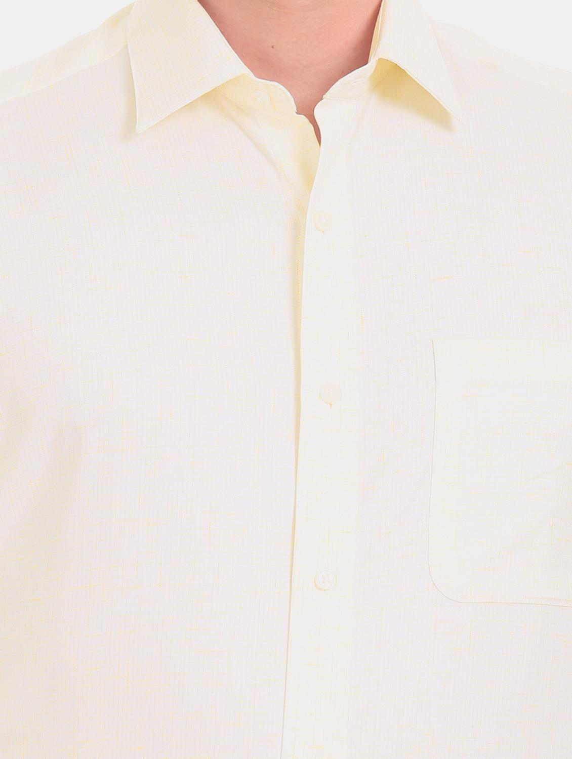 yellow self design formal shirt - 17617748 - Zoom Image - 5