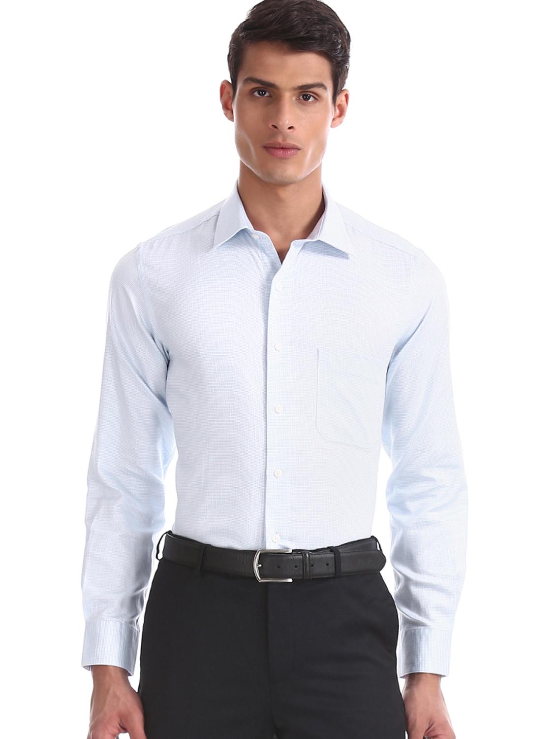 blue self design formal shirt - 17617749 - Zoom Image - 1