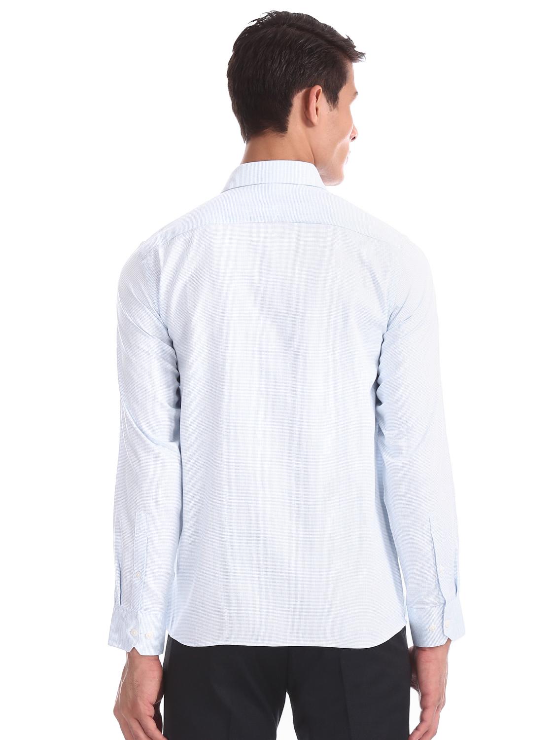 blue self design formal shirt - 17617749 - Zoom Image - 3