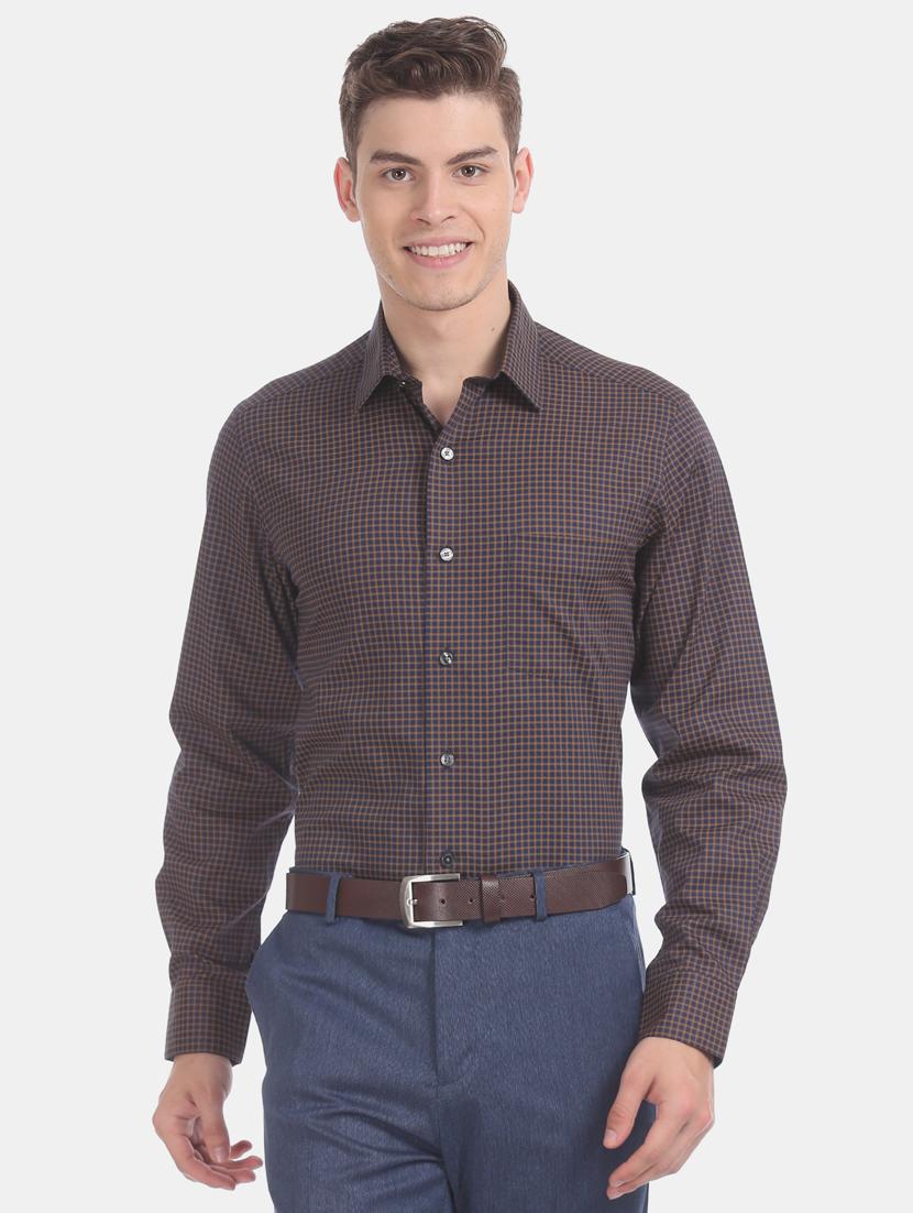 blue checkered formal shirt - 17617794 - Zoom Image - 1