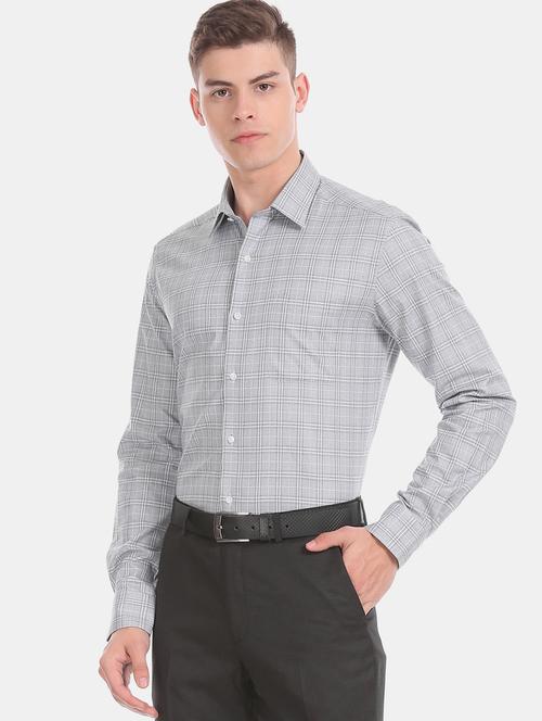 grey checkered formal shirt - 17617797 - Standard Image - 1