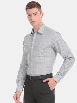 grey checkered formal shirt - 17617797 - Standard Image - 2