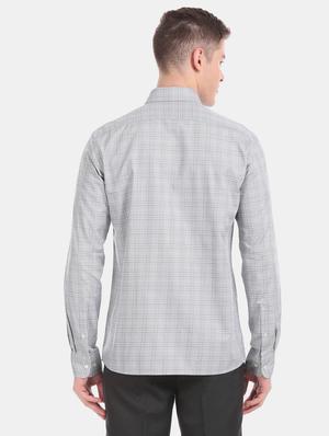 grey checkered formal shirt - 17617797 - Standard Image - 3