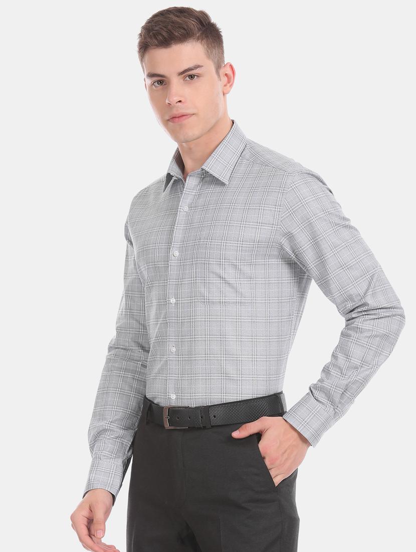 grey checkered formal shirt - 17617797 - Zoom Image - 2