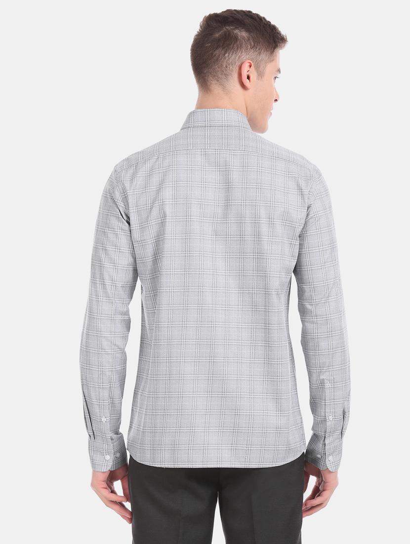 grey checkered formal shirt - 17617797 - Zoom Image - 3