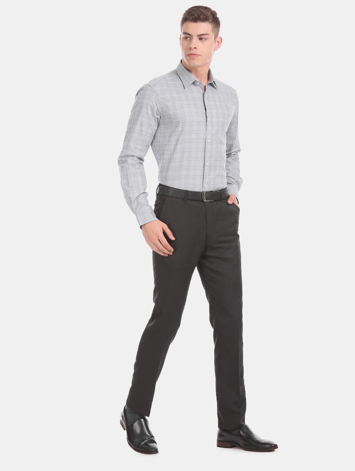 grey checkered formal shirt - 17617797 - Zoom Image - 4