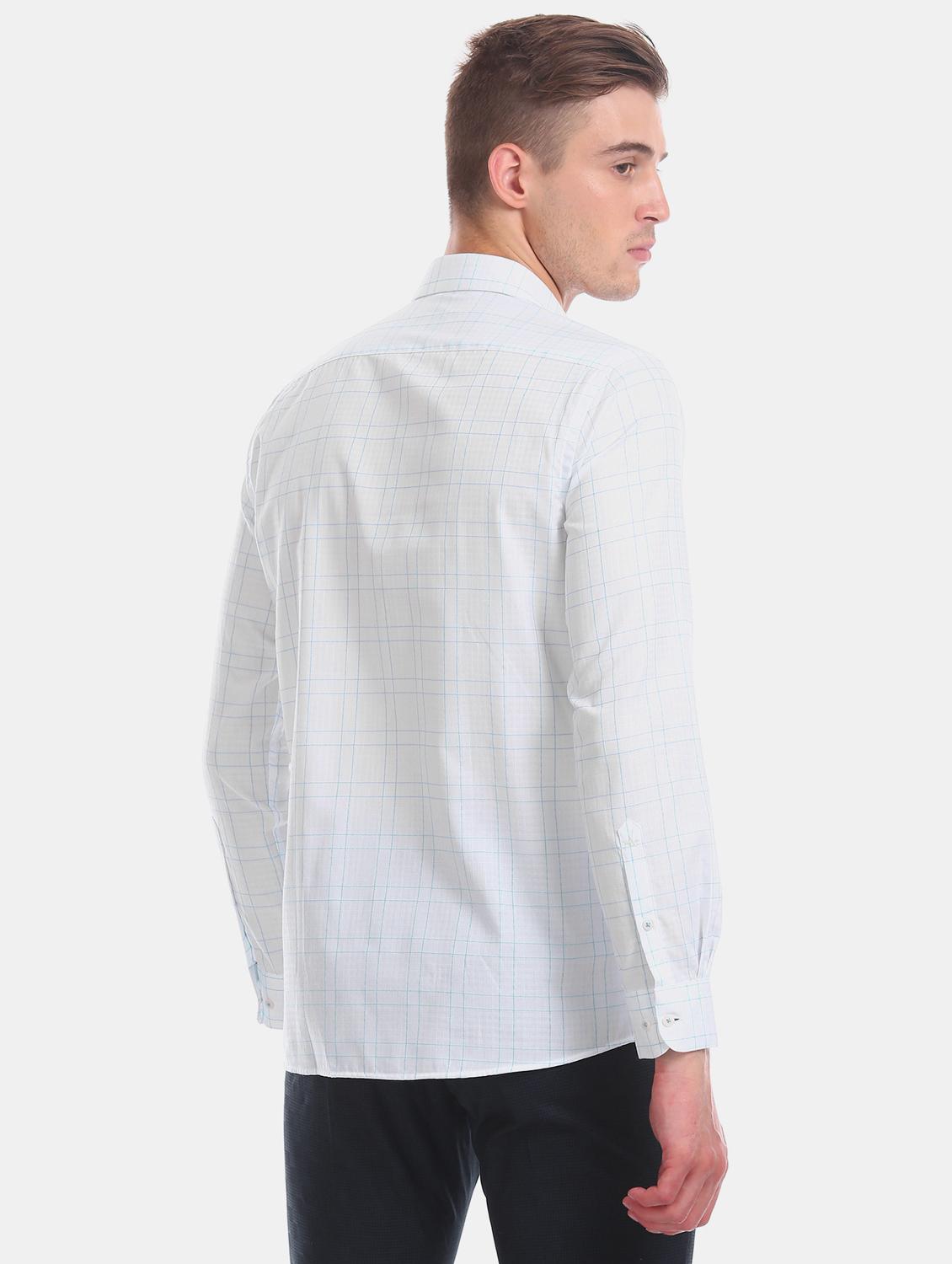 white checkered formal shirt - 17617835 - Zoom Image - 3