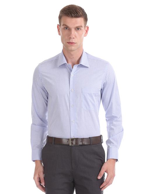 blue checkered formal shirt - 17617836 - Very Small Image - 1
