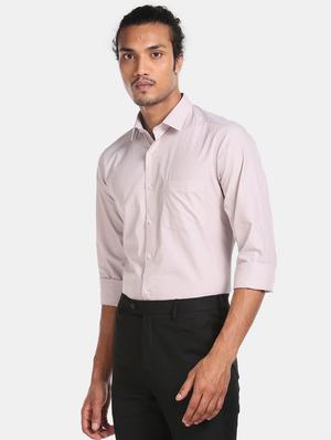 beige solid formal shirt - 17617845 - Standard Image - 2