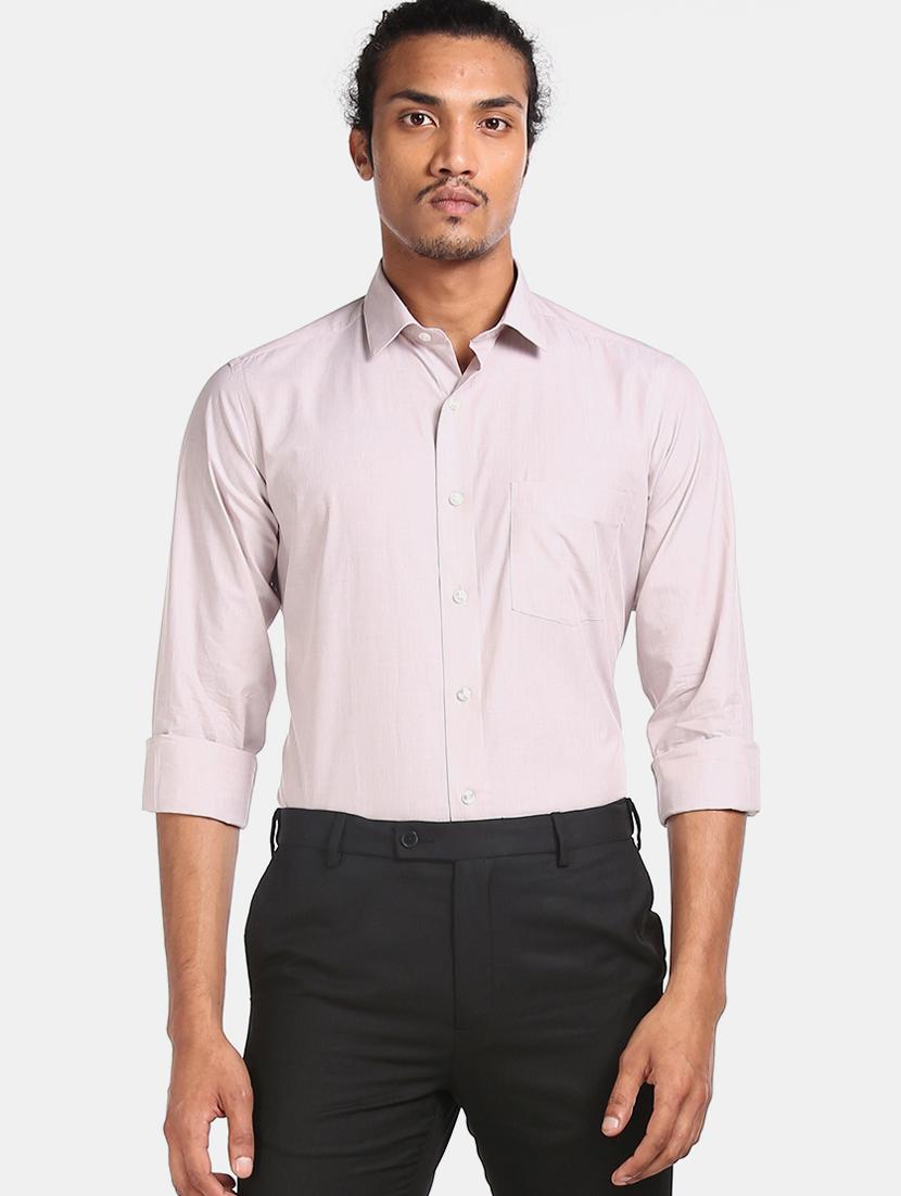 beige solid formal shirt - 17617845 - Zoom Image - 1