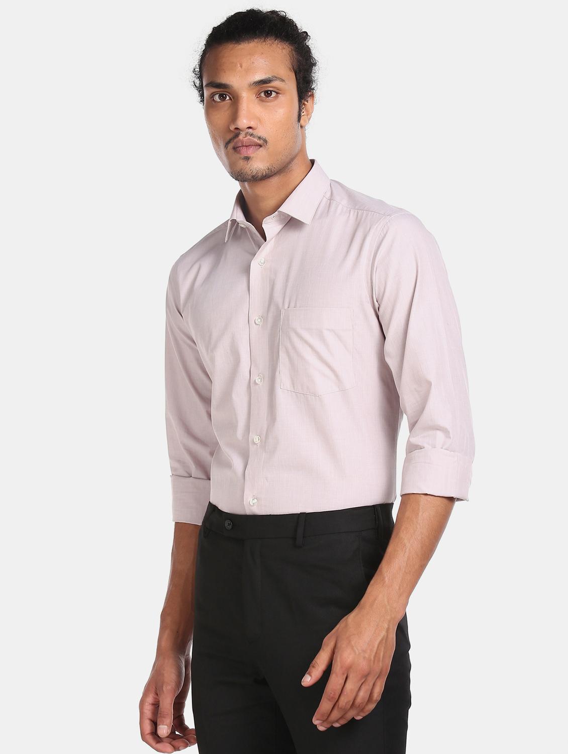 beige solid formal shirt - 17617845 - Zoom Image - 2