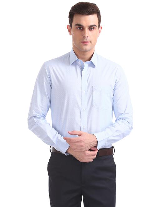 blue printed formal shirt - 17617847 - Standard Image - 1