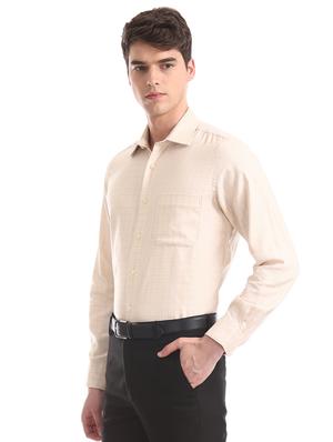 beige checkered formal shirt - 17617849 - Standard Image - 2