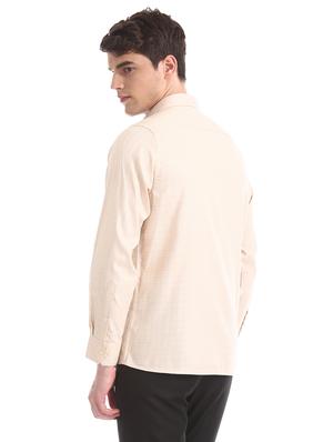 beige checkered formal shirt - 17617849 - Standard Image - 3