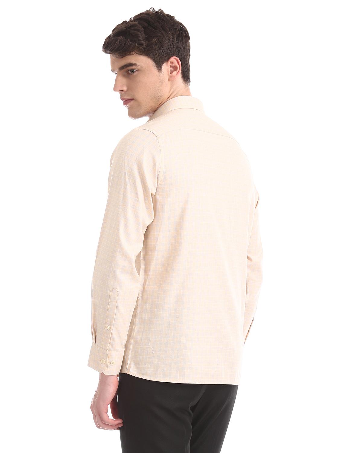 beige checkered formal shirt - 17617849 - Zoom Image - 3