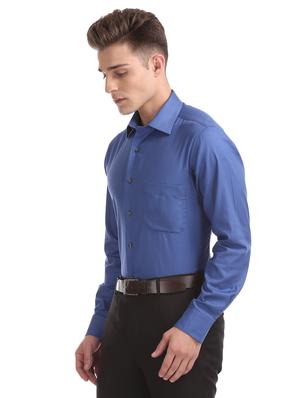 blue solid formal shirt - 17617851 - Standard Image - 2
