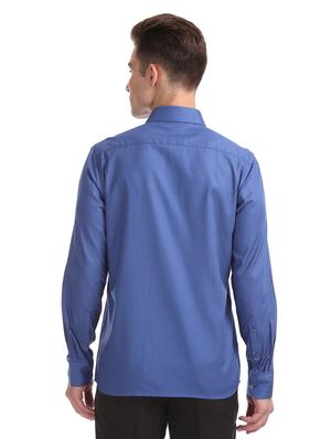 blue solid formal shirt - 17617851 - Standard Image - 3