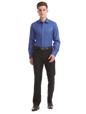 blue solid formal shirt - 17617851 - Standard Image - 4
