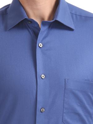 blue solid formal shirt - 17617851 - Standard Image - 5