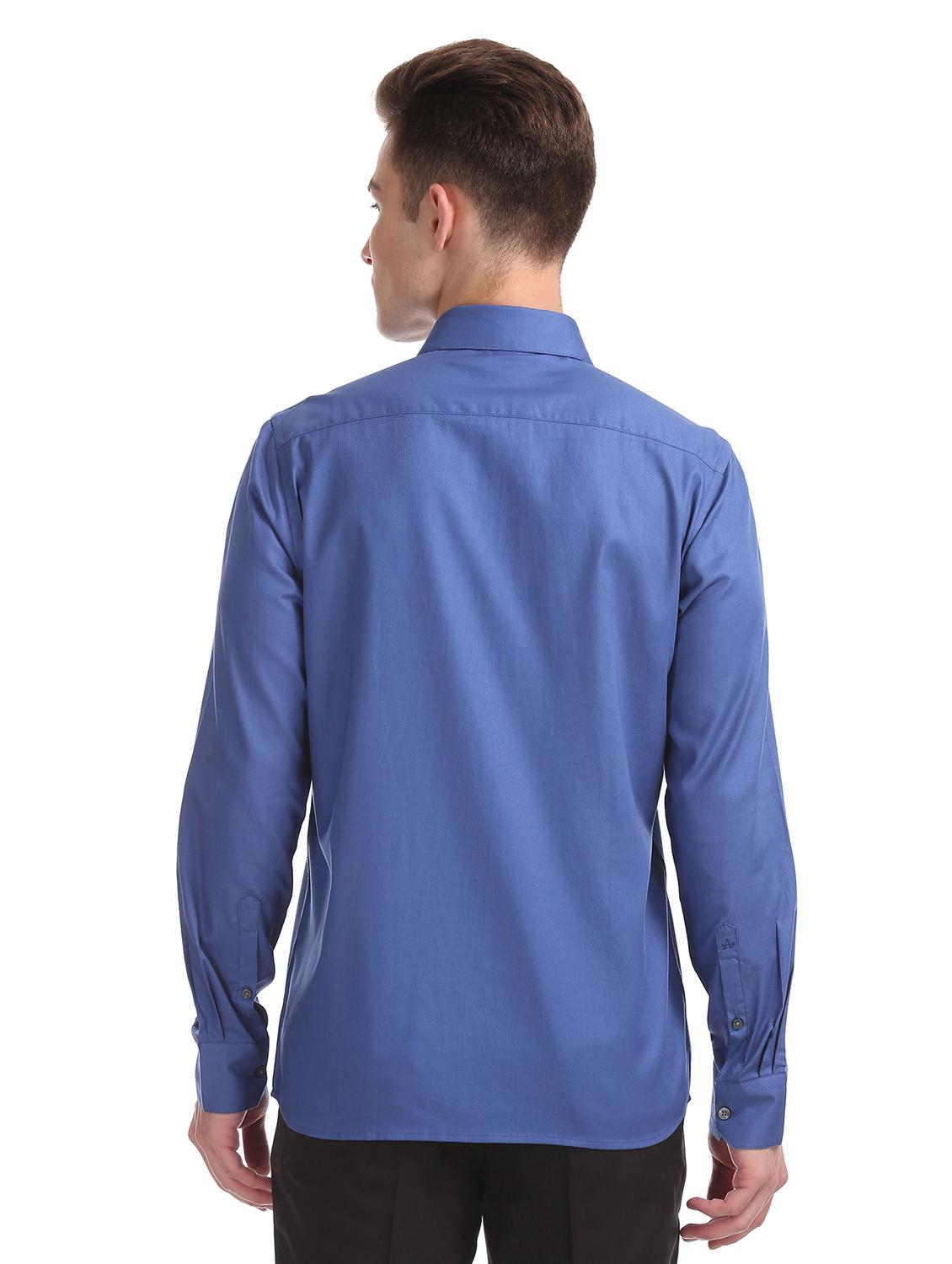 blue solid formal shirt - 17617851 - Zoom Image - 3