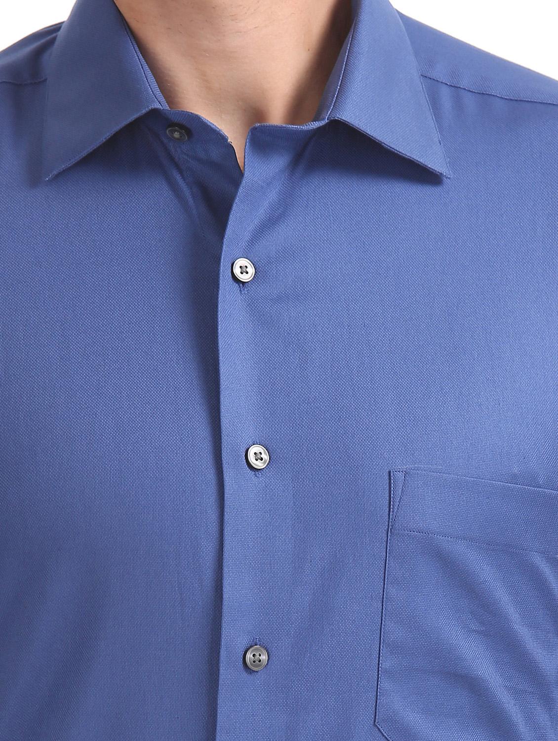 blue solid formal shirt - 17617851 - Zoom Image - 5