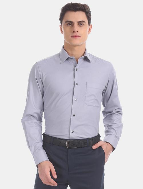 grey self design formal shirt - 17617858 - Standard Image - 1