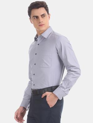 grey self design formal shirt - 17617858 - Standard Image - 2