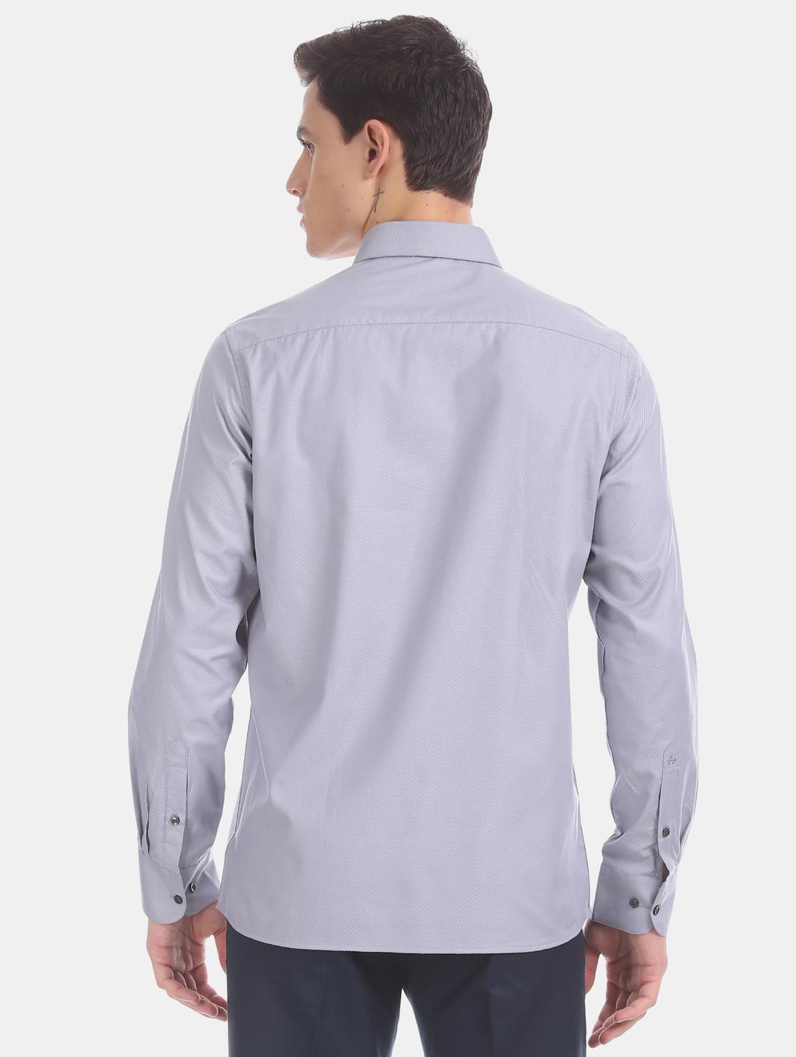 grey self design formal shirt - 17617858 - Zoom Image - 3