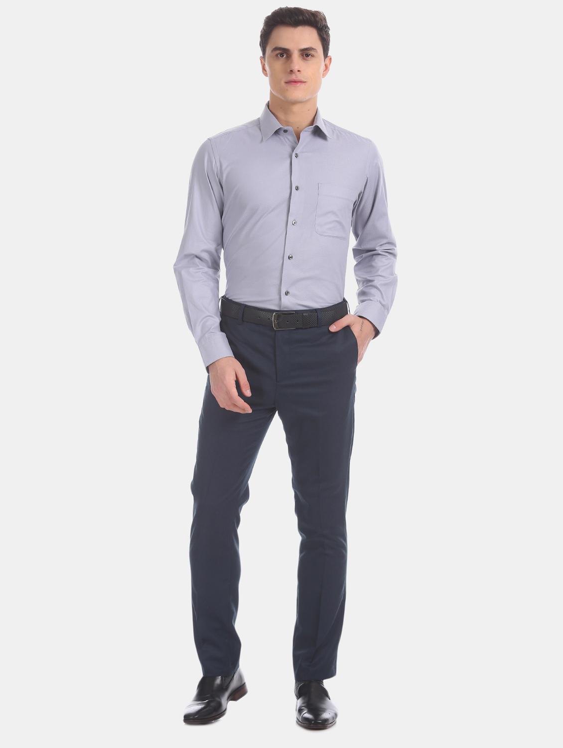 grey self design formal shirt - 17617858 - Zoom Image - 4