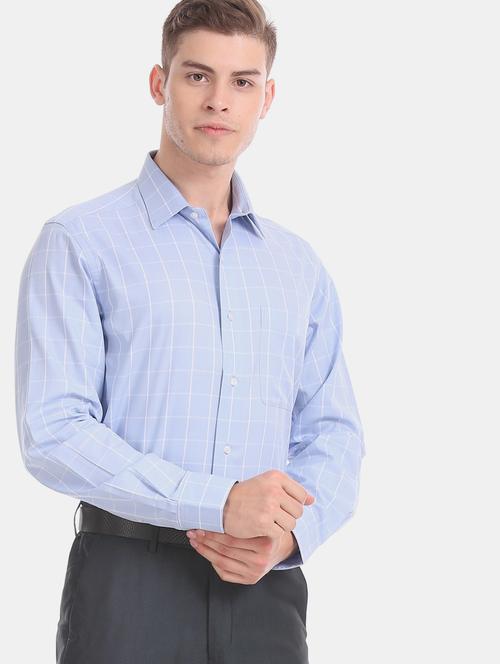 blue checkered formal shirt - 17617885 - Standard Image - 1