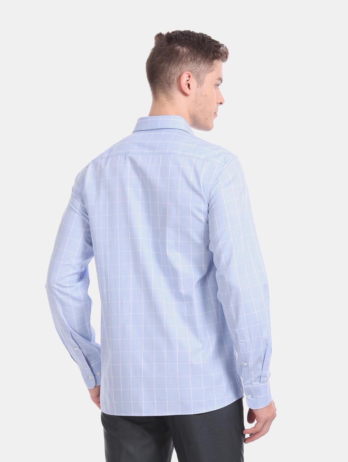 blue checkered formal shirt - 17617885 - Zoom Image - 3