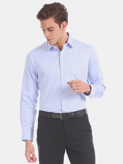 blue self design formal shirt - 17617894 - Standard Image - 1