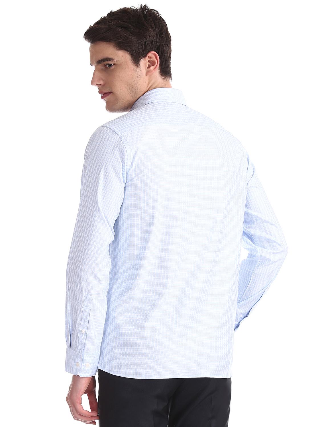blue checkered formal shirt - 17617896 - Zoom Image - 3
